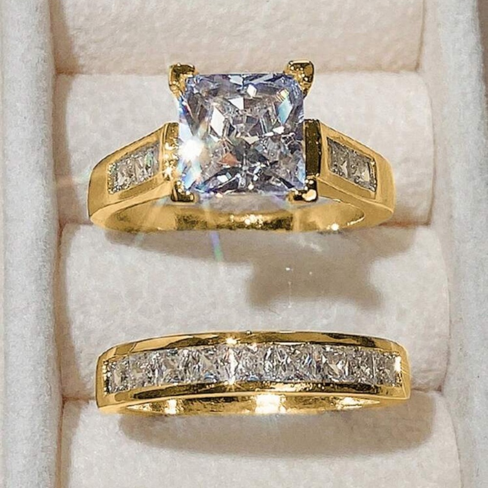 WEDDING RING SET  BRIDAL RING gold